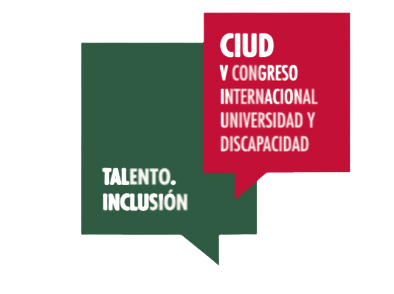 Logotipo del Congreso Internacional de Universidad y Discapacidad, en el que además del título del evento, se lee: "Talento, Inclusión"