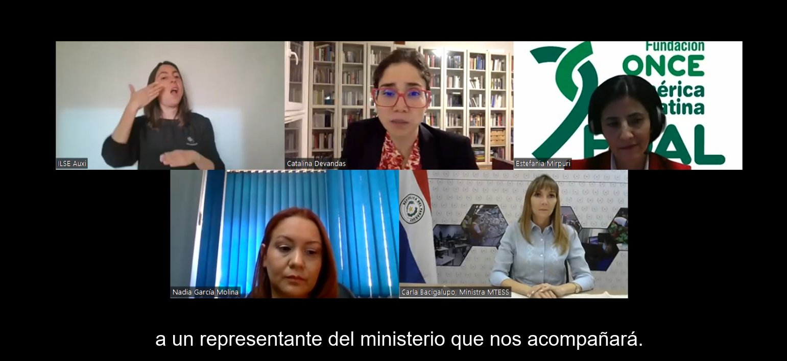 Imagen de las panelistas durante el webinario