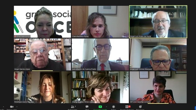 Imagen de la reunión virtual del fallo de los Premios Tiflos de Literatura