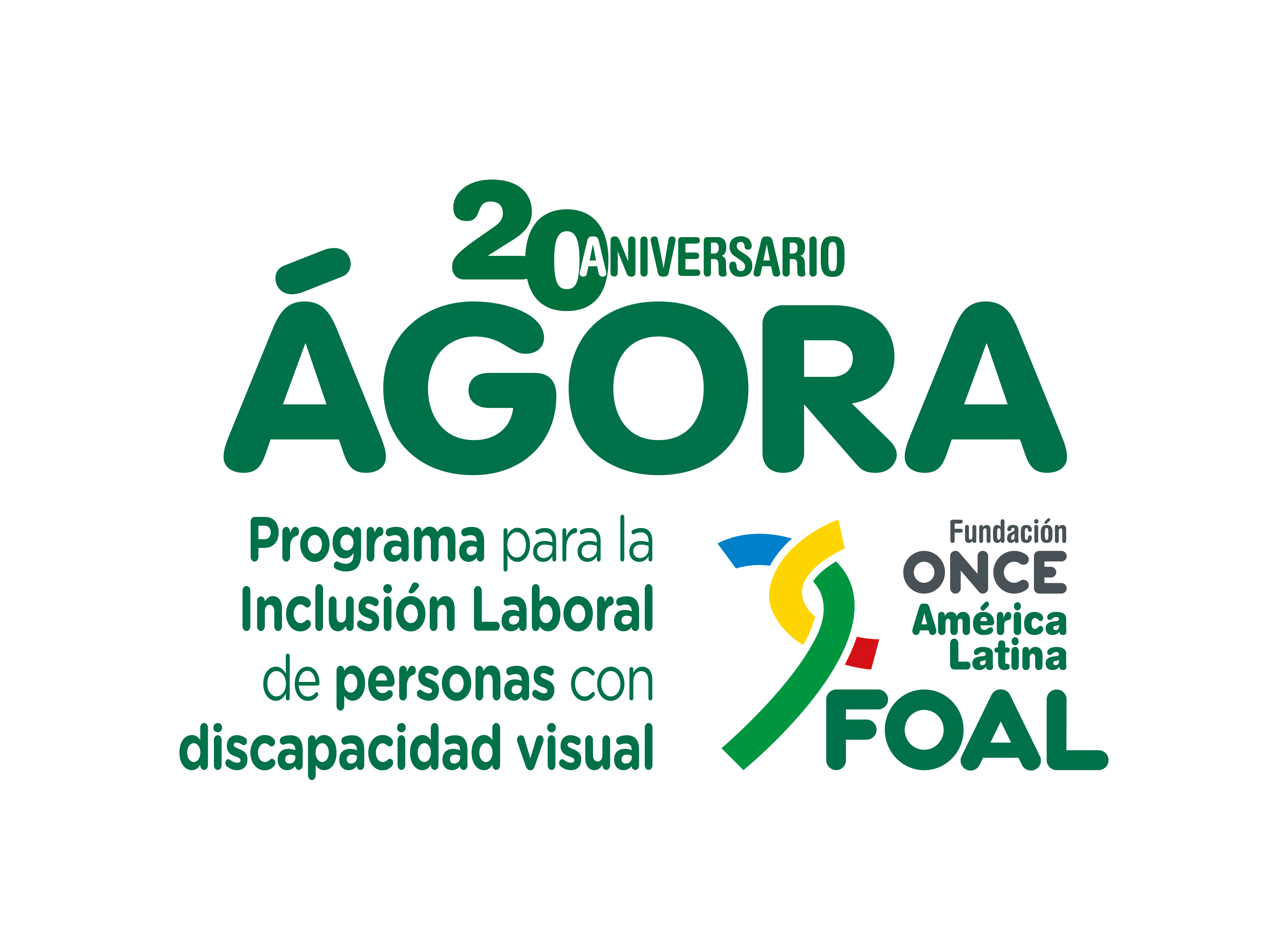 Se muestra el logo del Programa Ágora de FOAL, con la indicación del 20 aniversario