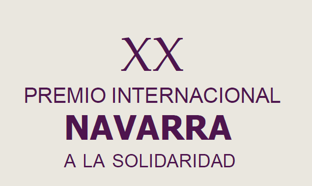 Imagen con texto que dice "XX Premio Internacional Navarra a la Solidaridad"
