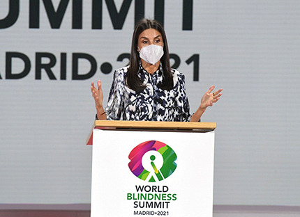 La Reina Letizia, durante su intervención en la Cumbre Mundial de la Ceguera